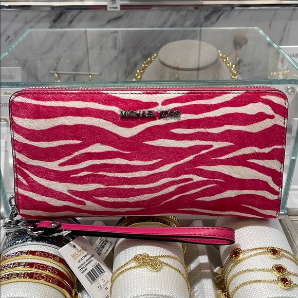 Michael Kors Handbags - MICHAEL KORS Large Continental Wristlet Phone Case Wallet Exotic Print Hair Calf